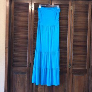 "Lapis" Blue Summer Bandeau Maxi Dress